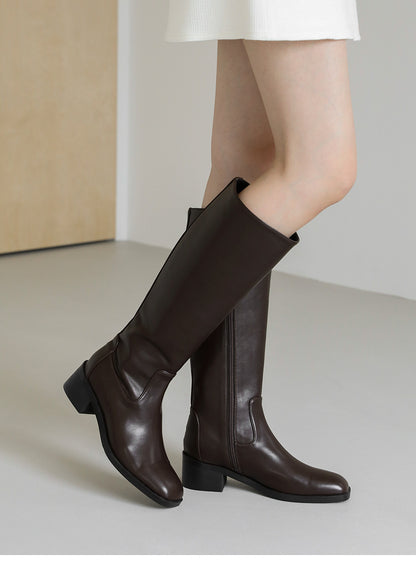 韓國 Sappun Everly Square Long Boots (5cm)【AU059】