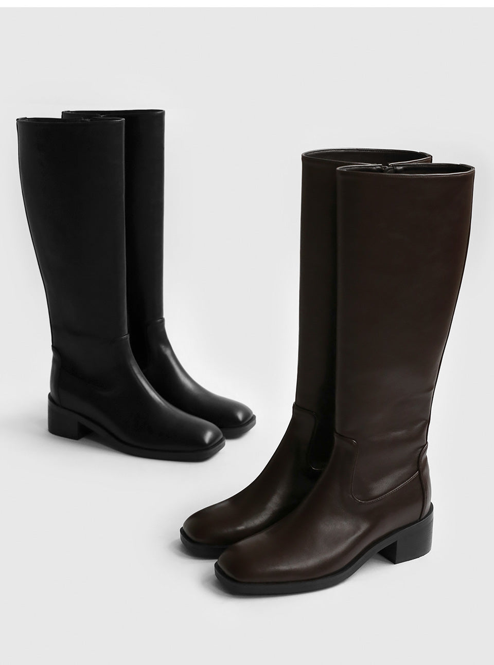 韓國 Sappun Everly Square Long Boots (5cm)【AU059】