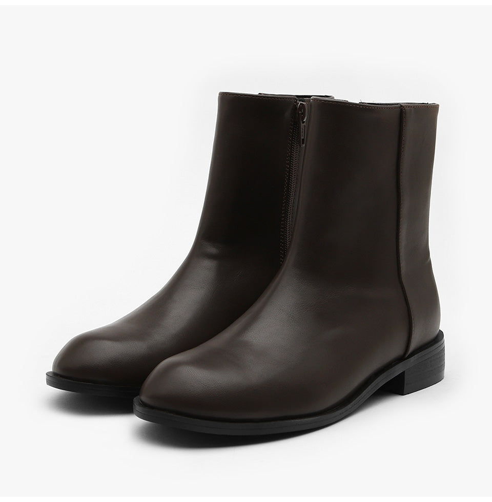 韓國 Sappun Madarin Round Ankle Boots (3cm)【AU055】