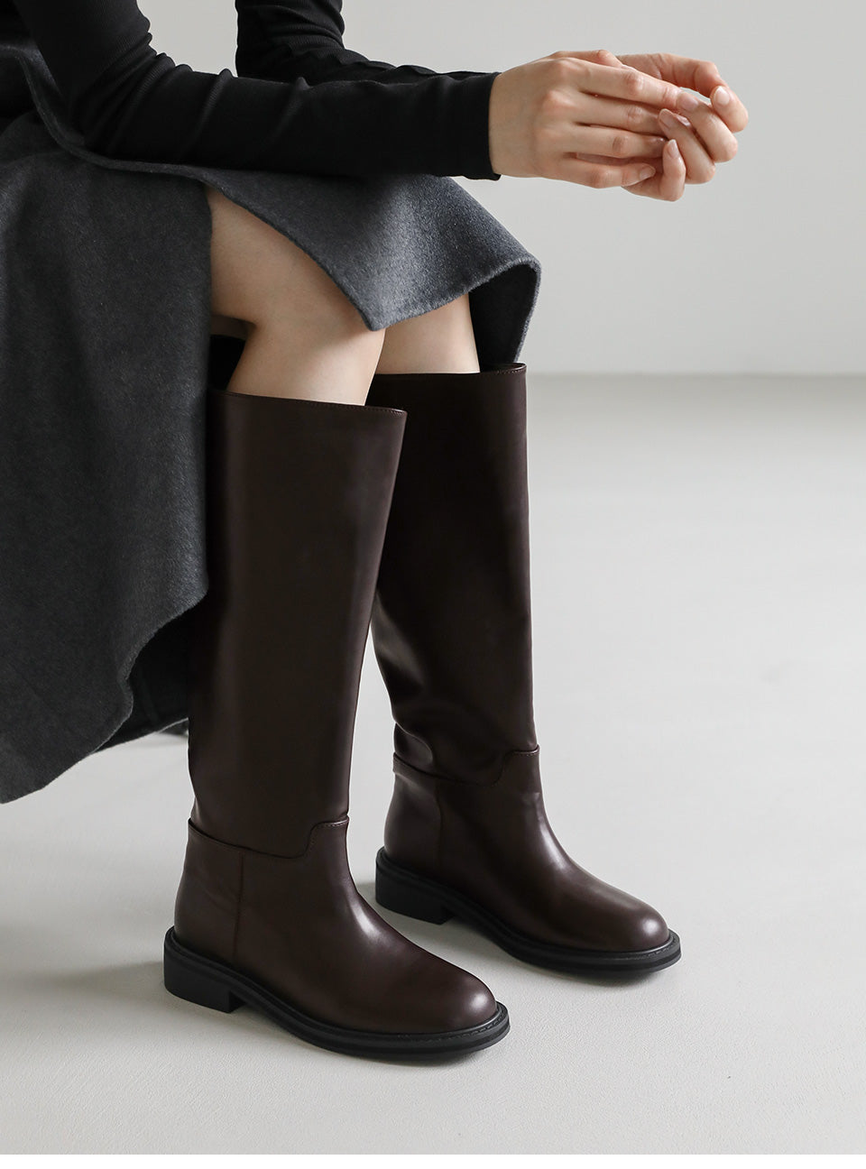 韓國 Sappun Renpur Round Long Boots (3.5cm)【AU019】