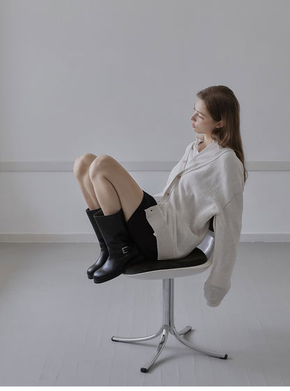 韓國 Sappun Katarine Buckle Mid Boots (3cm)【AU015】