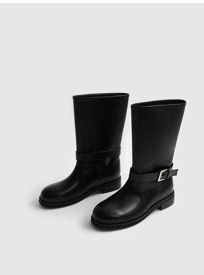 韓國 Sappun Katarine Buckle Mid Boots (3cm)【AU015】