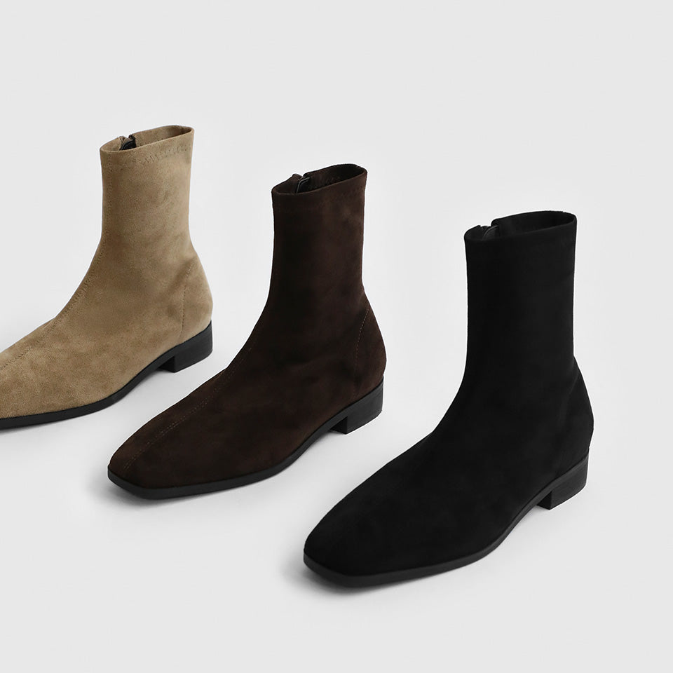 韓國 Sappun Rutini Square Socks Ankle Boots (2.5cm)【AU046】