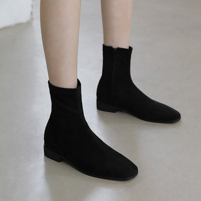 韓國 Sappun Rutini Square Socks Ankle Boots (2.5cm)【AU046】