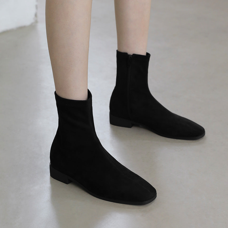 韓國 Sappun Rutini Square Socks Ankle Boots (2.5cm)【AU046】