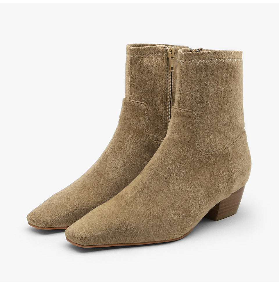 韓國 Sappun Eli Square Socks Ankle Boots (4cm)【AU014】