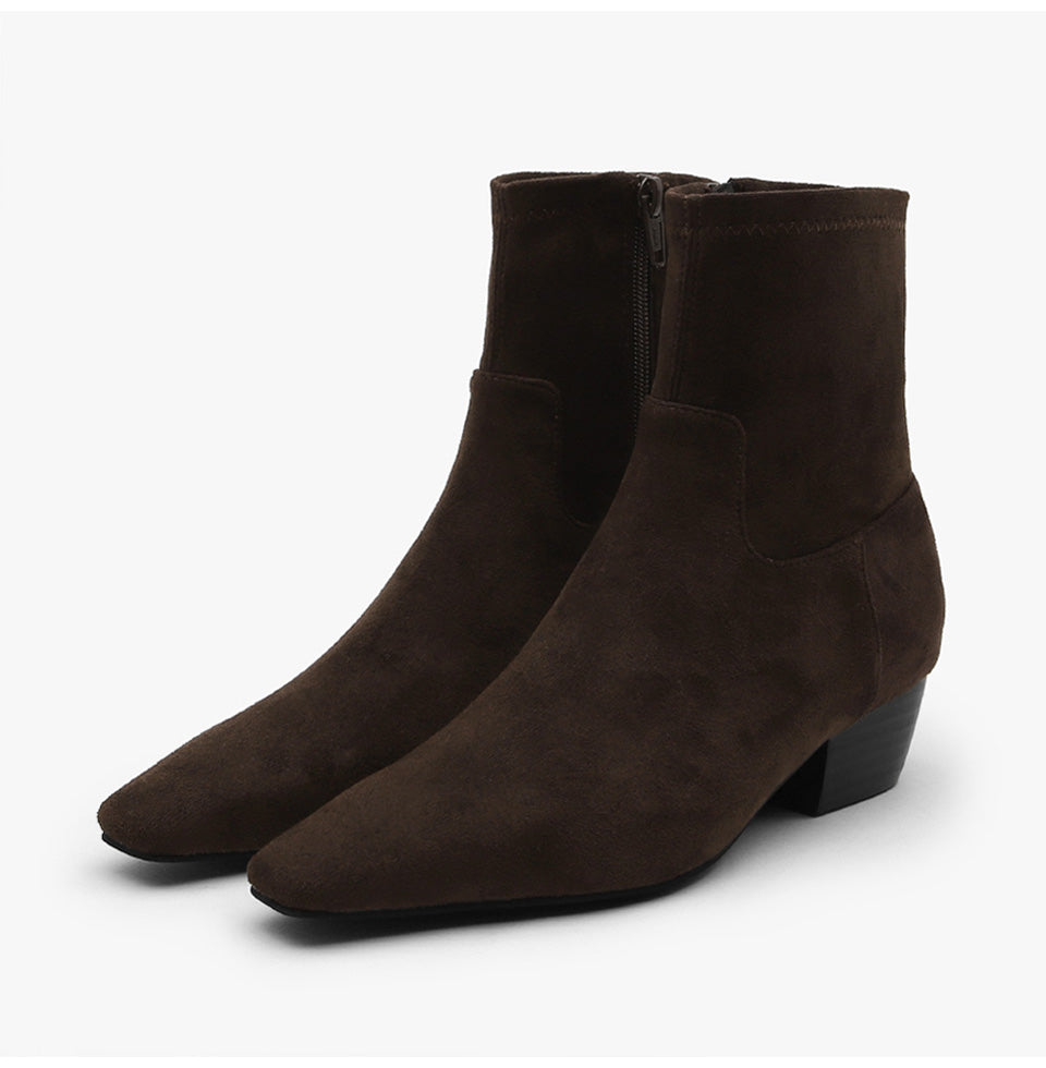 韓國 Sappun Eli Square Socks Ankle Boots (4cm)【AU014】