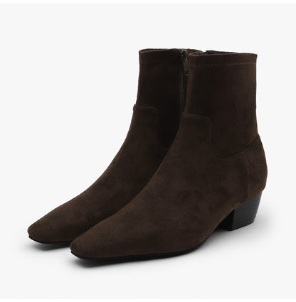 韓國 Sappun Eli Square Socks Ankle Boots (4cm)【AU014】