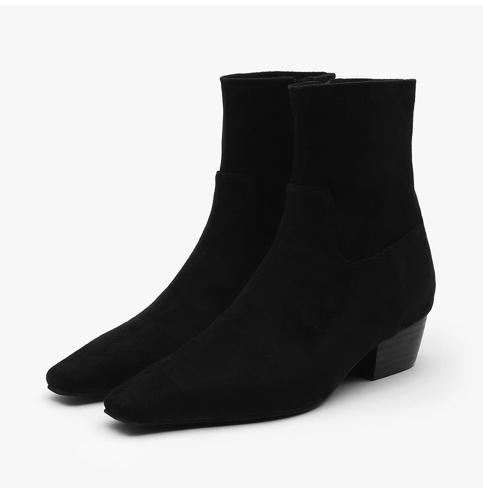 韓國 Sappun Eli Square Socks Ankle Boots (4cm)【AU014】