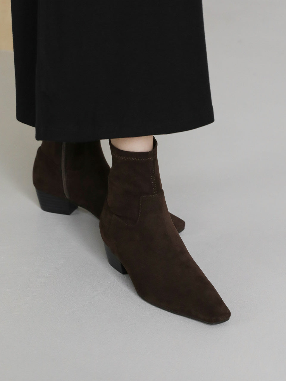 韓國 Sappun Eli Square Socks Ankle Boots (4cm)【AU014】