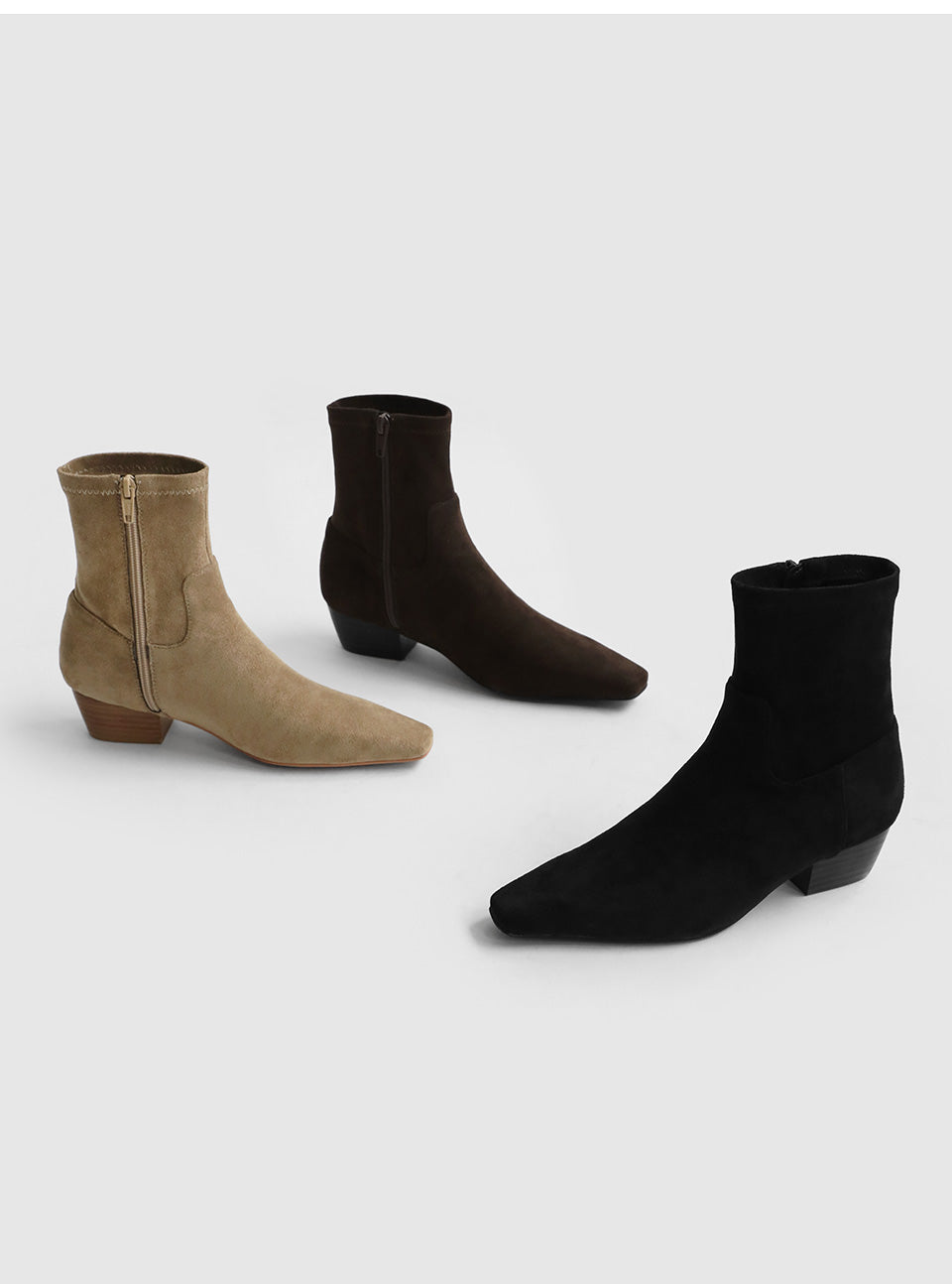 韓國 Sappun Eli Square Socks Ankle Boots (4cm)【AU014】