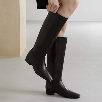 韓國 Sappun Mendena Square Long Boots (3cm)【AU063】