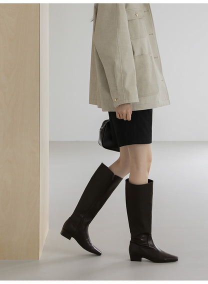 韓國 Sappun Mendena Square Long Boots (3cm)【AU063】