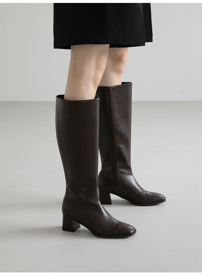 韓國 Sappun Nevae Square Long Boots (5cm)【AU062】