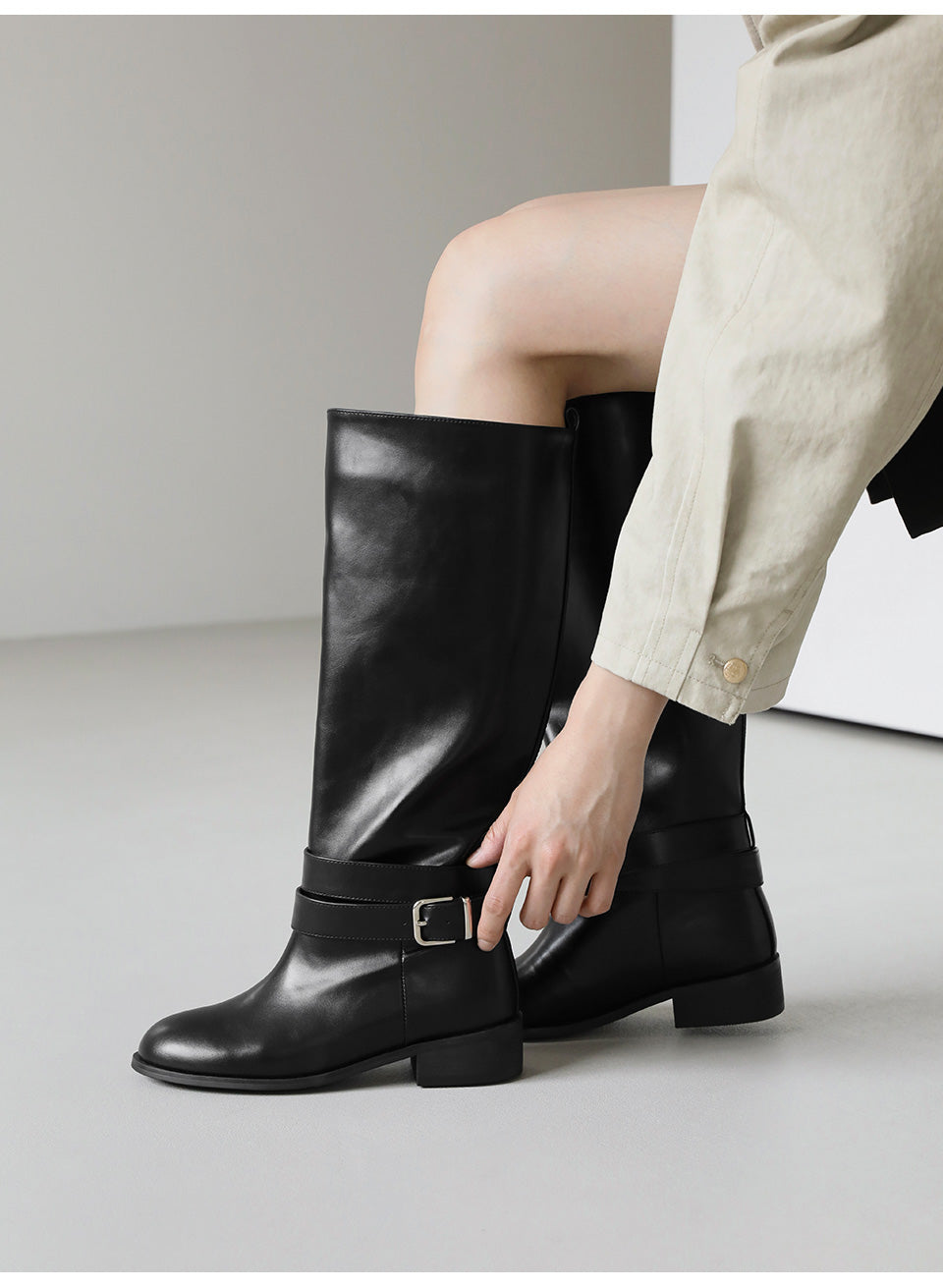 韓國 Sappun Romilin Buckle Strap Boots (3.5cm)【AU016】