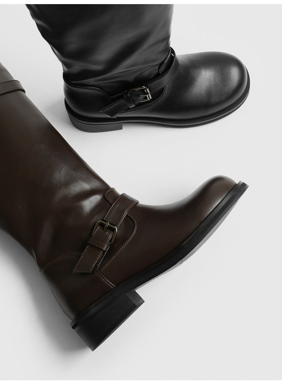 韓國 Sappun Demerin Buckle Strap Long Boots (3.5cm)【AU058】