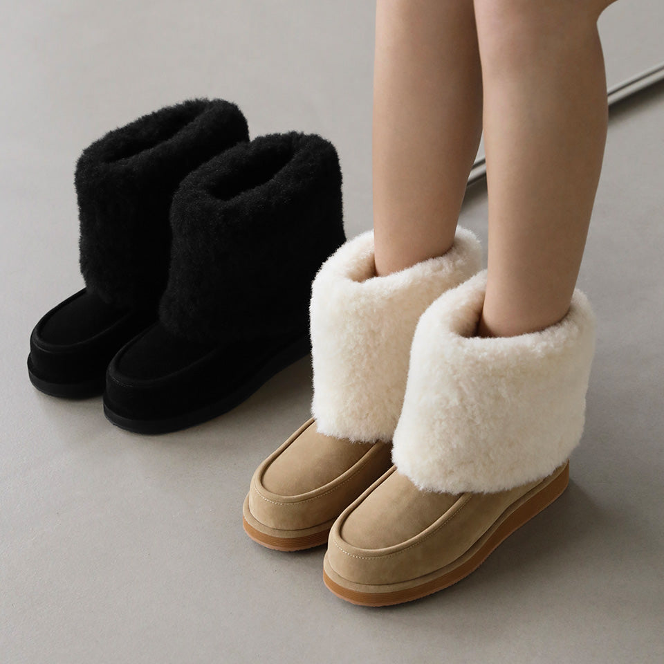 韓國 Sappun Reridan Fur-lined Shearling Boots (3cm)【AU037】