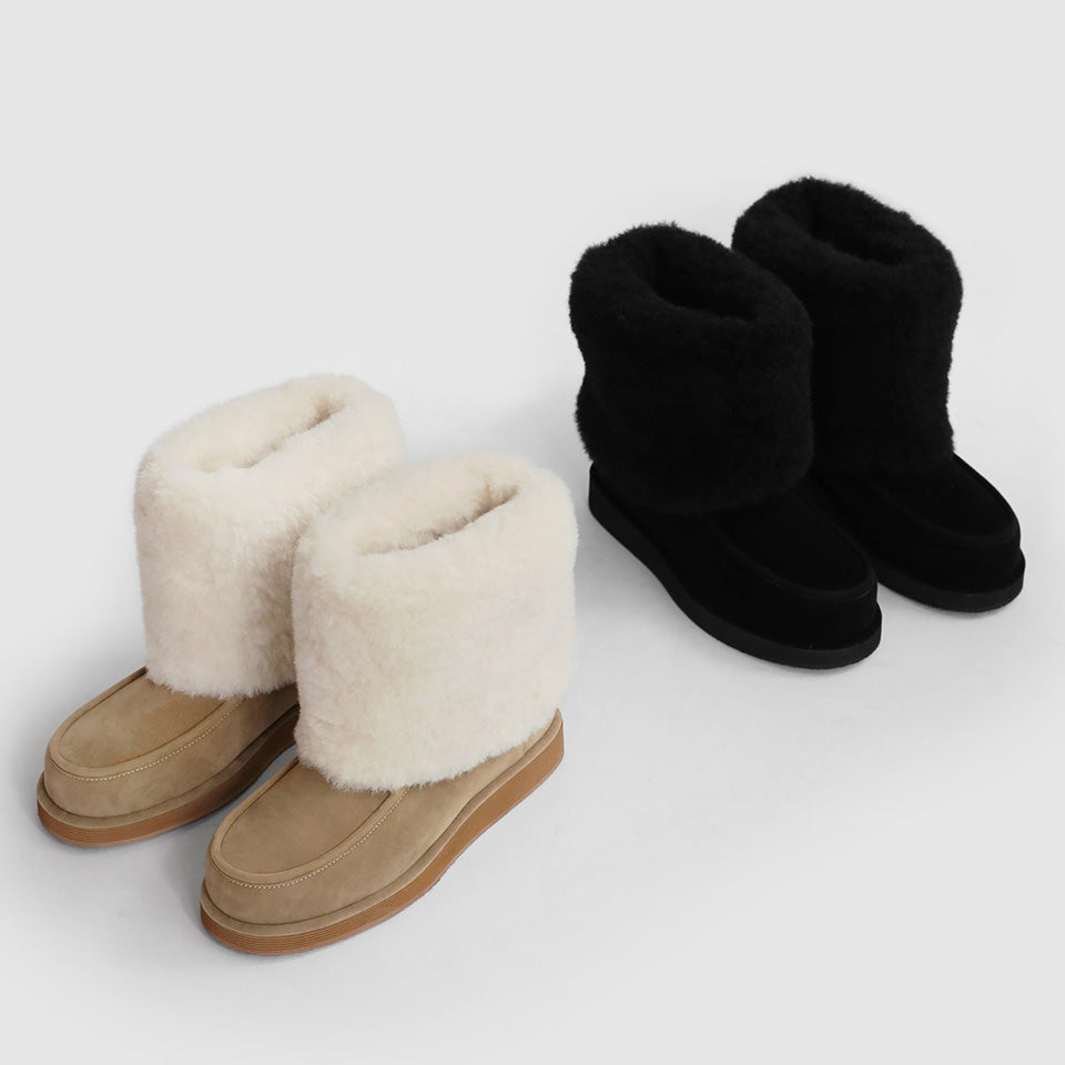 韓國 Sappun Reridan Fur-lined Shearling Boots (3cm)【AU037】