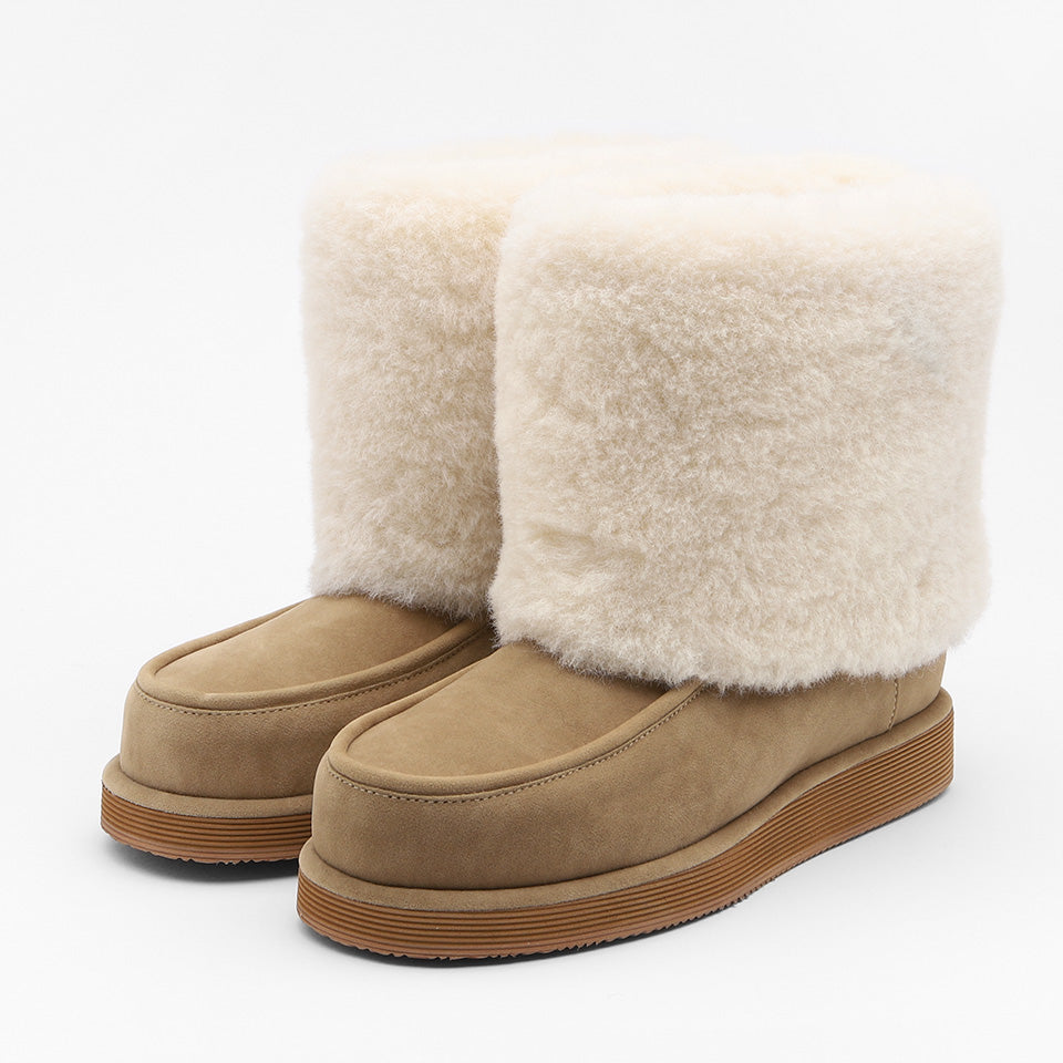 韓國 Sappun Reridan Fur-lined Shearling Boots (3cm)【AU037】