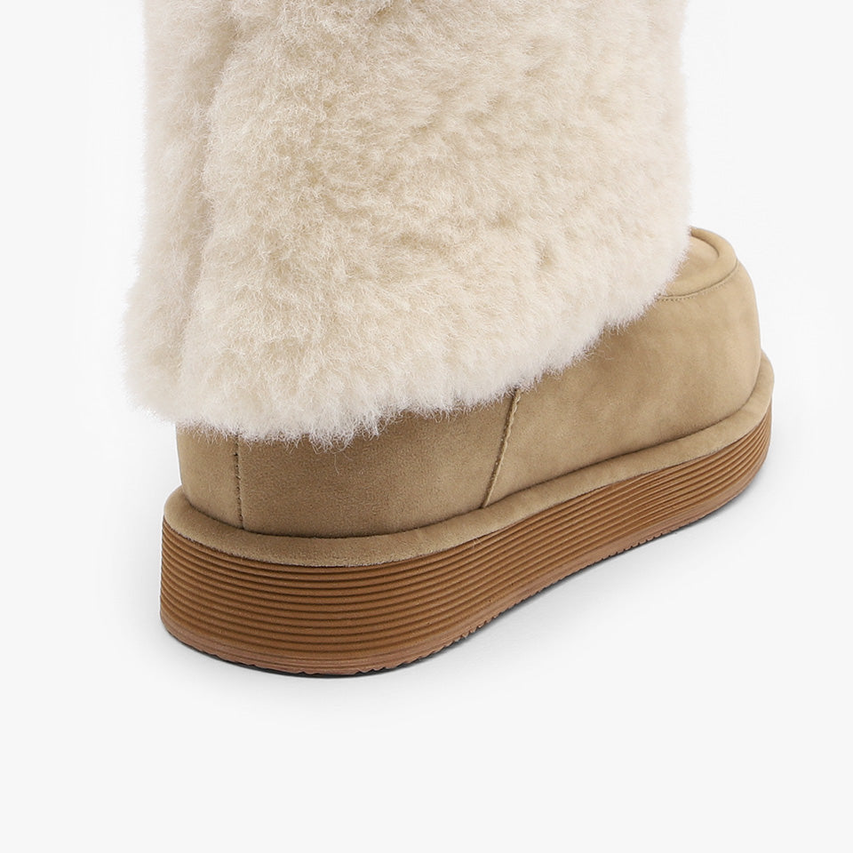 韓國 Sappun Reridan Fur-lined Shearling Boots (3cm)【AU037】