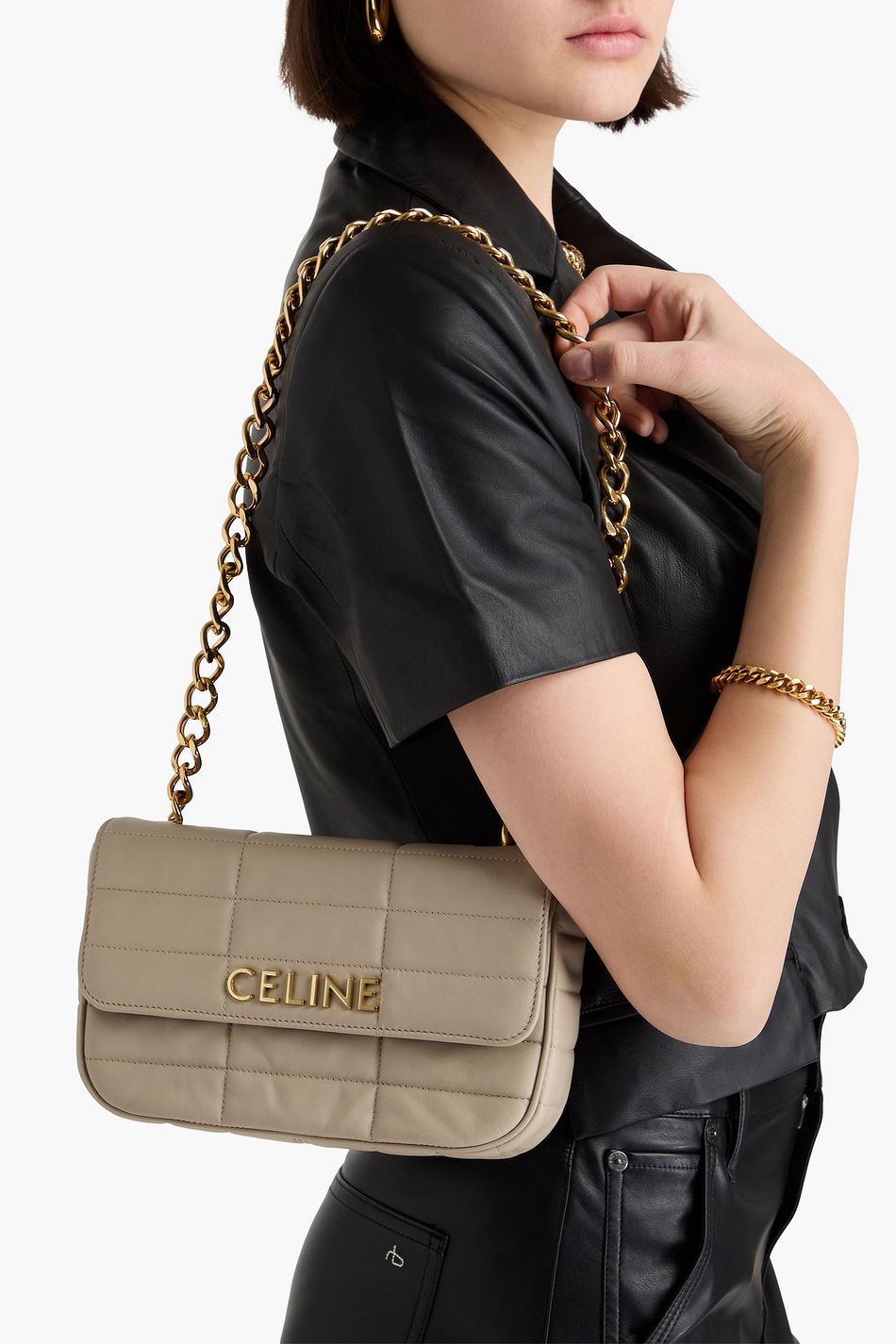 CELINE Quilted leather shoulder bag