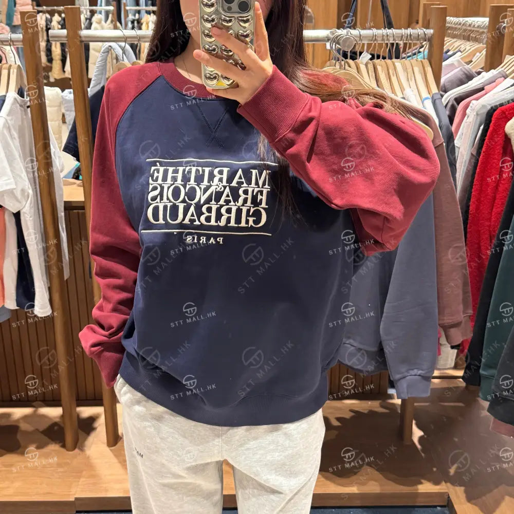 韓國 Marithe Francois Girbaud CLASSIC LOGO COLOR BLOCK RAGLAN SWEATSHIRT【MF117】 - STT Mall HK 靚太網購