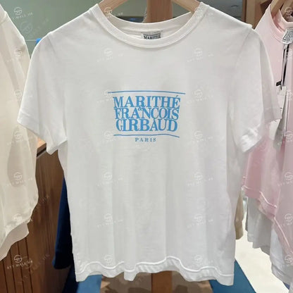 【現貨】韓國 Marithe Francois Girbaud W CLASSIC LOGO TEE【MF166】 White/Sky Blue / S 一般商品