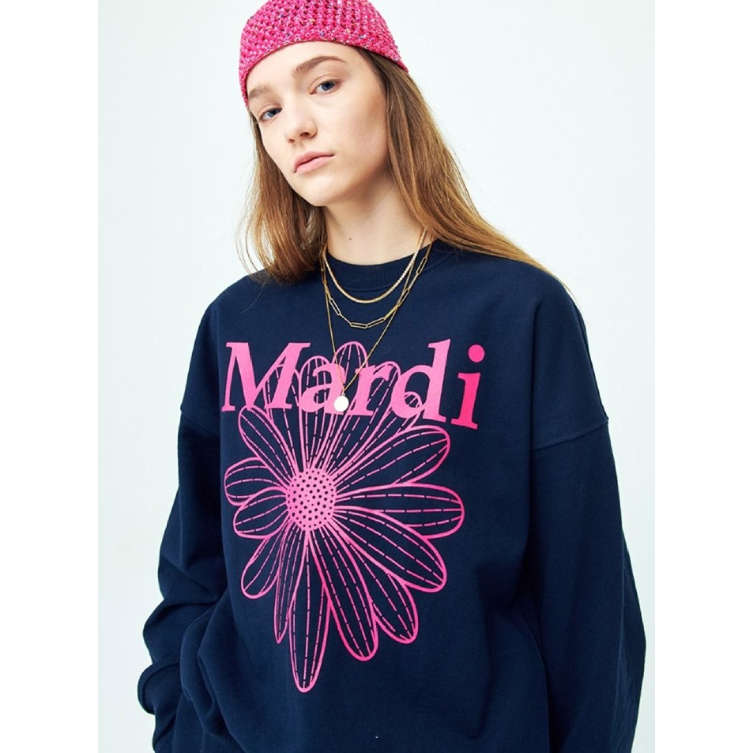 Mardi Mercredi Sweatshirt Flowermardi (Navy Violet) [韓國連線W]