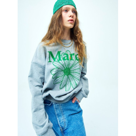 Mardi Mercredi Sweatshirt Flowermardi (Grey Green) [韓國連線 W]