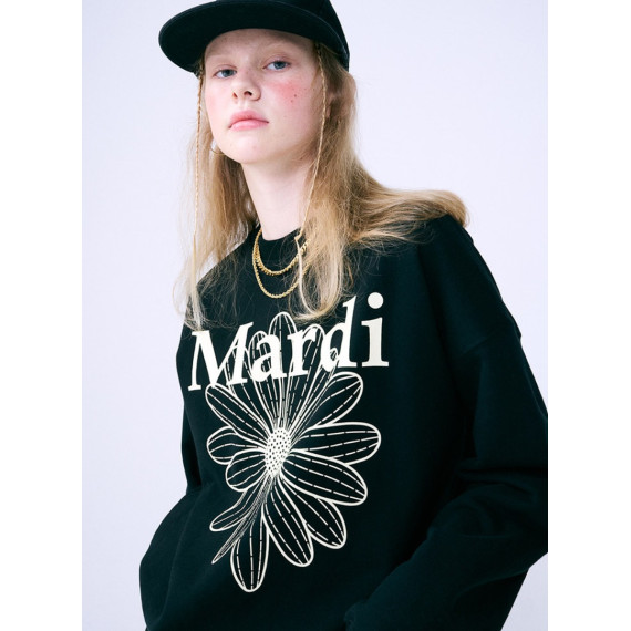 Mardi Mercredi Sweatshirt Flowermardi (Black Cream) [韓國連線 W]