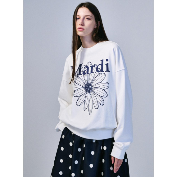 Mardi Mercredi Sweatshirt Flowermardi (White Navy) [韓國連線 W]