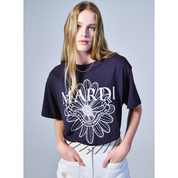 Mardi Mercredi Tshirt Flowermardi Alumni (Navy White) [韓國連線 W]