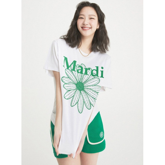 Mardi Mercredi Tshirt Flowermardi (White Green) [韓國連線 W]