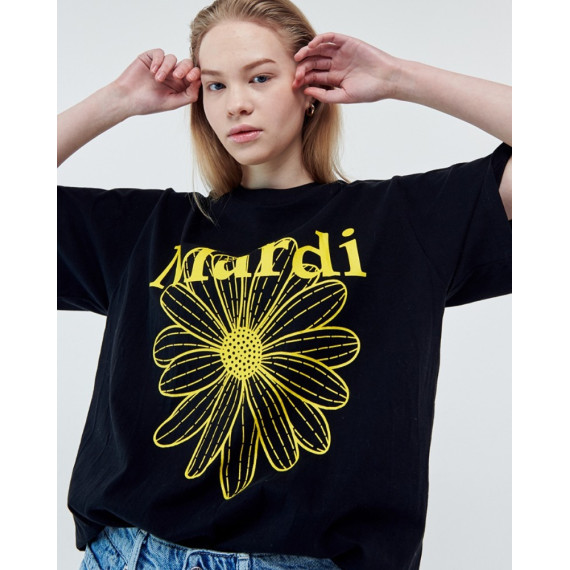 Mardi Mercredi Tshirt Flowermardi (Black Yellow) [韓國連線 W]