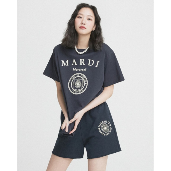 Mardi Mercredi Tshirt Univ (Navy Cream) [韓國連線 W]