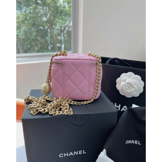 Chanel 連鏡 Small Box Bag 連禮盒 (粉色拼金Logo)