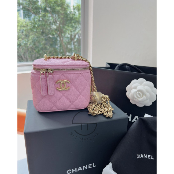 Chanel 連鏡 Small Box Bag 連禮盒 (粉色拼金Logo)