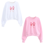 RonRon Double Ribbon Crop Sweatshirt [韓國連線W]