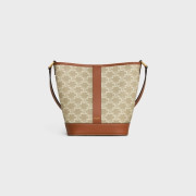 Celine Small Bucket In Triomphe Canvas And Calfskin