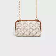 Celine Clutch With Chain In Triomphe Canvas And Lambskin