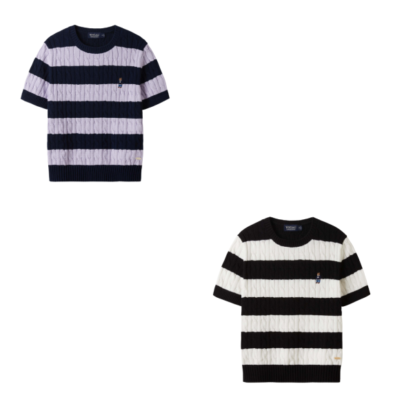 Who.A.U No.2 Steve Stripe Cable Sweater [韓國連線 D]‎