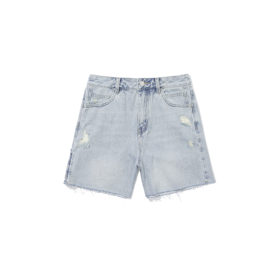 Covernat No.50 Woman Damage Denim Shorts Light Blue [韓國連線 D]