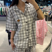 SPAO No.19 We Bare Bears Webebe Three Musketeers Check Short Sleeve Pajamas [韓國連線 D]