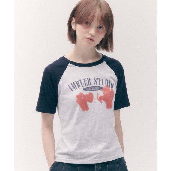 Ambler Cupid Beare Cropped Short Sleeve T-Shirt [韓國連線 D]