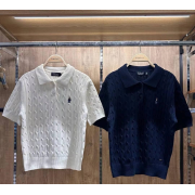 Who.A.U No.7 Steve Collar Cable Short Sleeve Sweater [韓國連線 D]‎