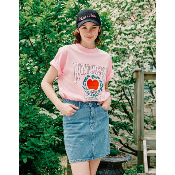 RonRon Rosy Cheeks Heart Laurel Basic Fit T-shirt [韓國連線W]