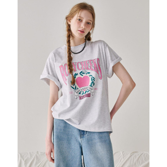 RonRon Rosy Cheeks Heart Laurel Basic Fit T-shirt [韓國連線W]