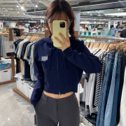 Marithe Francois Girbaud No.8 W Classic Logo Crop Knit Hoodie Zip Up [韓國連線 D]