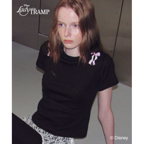 RonRon x Disney Crayon Ribbon Slim Crop Tee [韓國連線W]