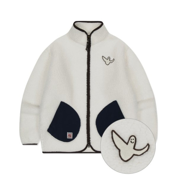 What it isn't Angel Woven Patch Fluffy Zip-up Jumper [韓國連線 D]